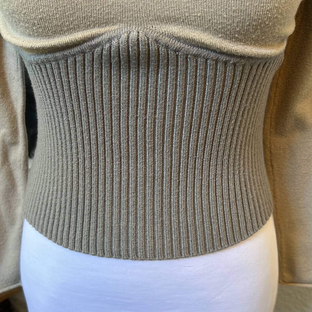 Zara Mock Neck Combination Long Sleeve Sweater - Picture 4 of 9